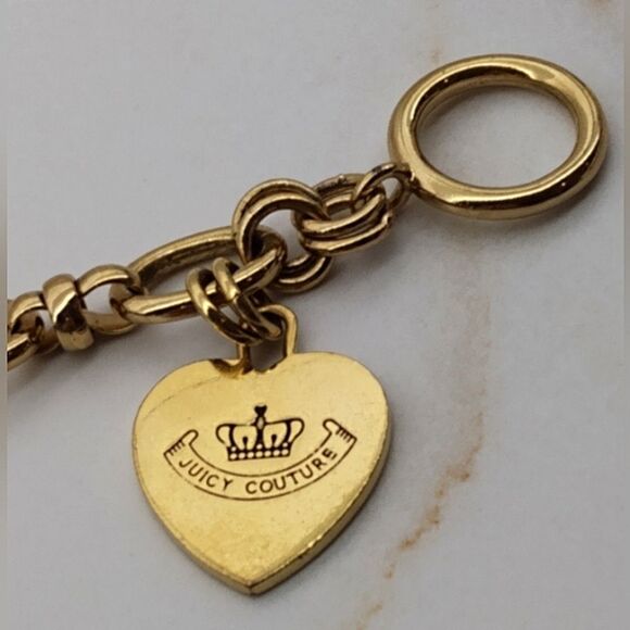 Juicy Couture Gold Heart  Charm Toggle Chain Bracelet Jewelry - Picture 9 of 11